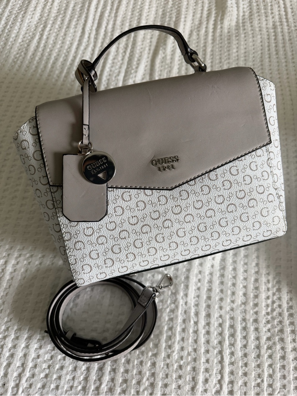 GUESS Logo-Print Top Handle Satchel